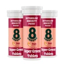8Greens Supergreens Tablets | Super Greens Powder Superfood Tablet, Metabolism Immunity & Focus, Daily Greens Effervescent Tablets, Bio: Aloe Vera, Spirulina, Chlorella, Peach, 30 Portionen