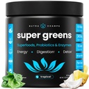 NutraChamps Super Greens Powder Premium Superfood | 20+ Organic Green Veggie Whole Foods | Weizengras, Spirulina, Chlorella | Antioxidant, Verdauungsenzym & Probiotic Blends (9.1 OZ, Tropical)