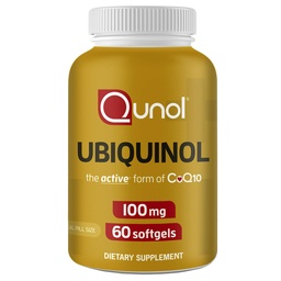 Qunol Ubiquinol CoQ10 100mg Softgels, Ubiquinol - aktive Form des Coenzyms Q10, Antioxidans für Herzgesundheit, gesunder Blutdruckspiegel, vorteilhaft für Statin-Benutzer, 60 Zählung