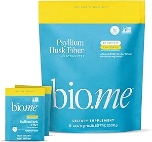 Psyllium Husk Fiber Lemonade 20 Count Travel Packs (6g pro Packet) - Psyllium Husk Pulver für Verdauungs-Gesundheit & Bloating Relief, Glutenfrei, Zuckerfreies präbiotisches Faserpulver, Non-GMO Supplement
