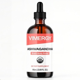 Vimergy USDA Organic Ashwagandha Liquid Extract, 57 Portionen – Stress Supplement Drops – Adaptogen - Unterstützt kognitive Funktion – Schlafunterstützung – Alkoholfrei, Non-GMO, Vegan & Paleo Friendly (115 ml)