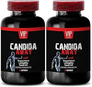 Bio Reishi Pilzpulver - CANDIDA AWAY - Digestive Cleanse (2 Flaschen 120 Kapseln) - Anti Overgrowth Supplement - Oregano Blatt Extrakt - Candida extra Stärke - candida cleanse - candida cleanse - candida