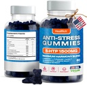 Stress Relief Gummi - 1500MG 5HTP mit L-Theanine Gaba & L-Tyrosine - Ashwagandha Kräuterergänzung unterstützt Intellectual Alertness Vegan Gehirn Mood Booost Ergänzungen für Kinder & Erwachsene Made in USA