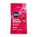 GU Energy Chews, Strawberry Energy Gummis mit Elektrolyten, Vegan, Gluten-Free, Kosher, 20 mg Koffein, und Dairy-Free On-the-Go Energie für jede Workout, 12 Taschen (24 Portionen insgesamt)