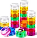 Sieral 7 Tage stapelbare Pillen Organizer 7 Komponenten runde Pillen Boxen Turm Wöchentlich Vitamin Individuelle Speicher Container Reisen Fälle mit Lids für Medikamente, Vitamine und Ergänzungen(4 Sets)
