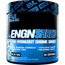 EVL Ultimate Pre Workout Powder - Thermogenic Fat Burn Support Preworkout Powder Drink für nachhaltige Energie Fokus und Stamina - ENGN Shred Intensiv Creatine Free Preworkout Drink Mix - Blue Raz
