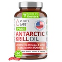 Purity Labs Antarktis Krill Öl 2000mg Omega-3 mit Astaxanthin 800mcg Ergänzungen zu Unterstützung Speicher- reich an Omega 3, Fettsäuren, DHA, EPA & Phospholipide - 60 Softgels
