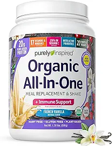Rein inspiriertes All-in-One-Vegan-Protein-Pulver für Männer und Frauen, französische Vanille (16 Servierungen) - Pflanzenbasiertes Bio-Pulver für Shakes & Smoothies - Glutenfreies Ernährungs-Meal Ersatz
