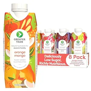 Greater Than Nährstoff Hydration Beverage, Elektrolyt-Getränk für Gut Gesundheit & Energie mit Kokoswasser, Vitamine, Glutenfrei, Pflanzenbasiert, Niedriger Zucker, 8 Flavor Variety Pack