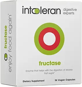 Intoleran Fructase Verdauungsenzyme - 36 Kapseln | Ergänzung für Fructose Intolerance | Enzyme Digest Sugary Foods & Drinks (Fruit Sugar) | Fast Acting | Pure and Vegan | Low FODMAP