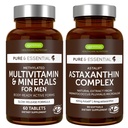 Multivitamin & Mineralien für Männer + Astaxanthin Complex Vegan Bundle, Sustained Release Advanced Multivitamin + 4 mg H. Pluvialis Natural Astaxanthin, von Igennus