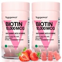 Biotin Gummi 10000mcg Ergänzungen - mit Vitamin C, A, D, B-Komplex, Folat, Zink für Frauen & Mädchen- Vegan Biotin Haarwachstum Gummy für gesunde Haare und Nägel, Non-GMO, Erdbeere, 120 Bär