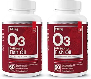 Essential Elements Omega-3 Fish Oil Supplement mit EPA & DHA | Fettsäuren für Immun-, Herz- und Kognitive Unterstützung | Omega-3 Fish Oil 120 Softgels (2-Pack)