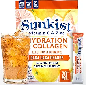 The Frozen Bean Sunkist Collagen Drink Mix - Hydration Cara-Cara Orange Elektrolyt-Getränk für Frauen mit Vitamin C, Zink, Collagen Peptides, Natürlich aromatisiert - 20 Packungen