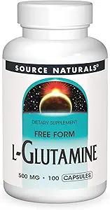 Quelle Naturals L-Glutamin - freie Form Aminosäure, die Stoffwechselenergie unterstützt - 100 Kapseln