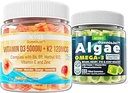 NEVISS Vitamin D3 5000IU + K2 (MK-7) 120mcg gefüllte Gummis + Vegan Omega 3 Gummis 1000mg