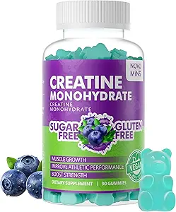 novomins Creatine Monohydrate Gummie für Männer und Frauen, Chewables Creatine Monohydrate für Muskelkraft, Muskelaufbau, Energieschub, Pre-Workout Supplement(180 Count)-Blueberry Flavor. 2 Pack