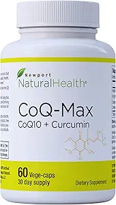 CoQ10 Max High Absorption Supplement mit Kurkumin - 100 mg Kapseln - Vegan - Herzgesundheit, Energie, Mitochondrien, Antioxidans mit CavacurminTM, HydroQsorb® Coenzym