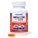 Oceanblue Omega 3 2100 mit CoQ10 | Triple Strength Fish Oil Combo Supplement | 1350MG EPA 650MG DHA 150MG DPA mit 150MG CoQ10 | Orange Flavor | Heart Support | 90 Softgels