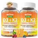 Vitamin D3 K2 Gummie 5000IU / 10.000 IU mit Omega-3 250mg + K2(MK-7) 100mcg - 5X Absorption Than Standard D3K2, mit Vitamin C, Zink, und 5 Bio-Gemüse,Unterstützungen Knochen & Zähne Stärke, Immune