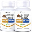 Healthfare Aged Black Knoblauch Ergänzung Pillen | 2000mg gleichwertige | 2 Flaschen, 180 Vegan Kapseln | Fermented Odorless Knoblauch Extrakt | Non-GMO, Gluten-Free | Made in USA