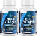 Men Multivitamines 50 Plus - Daily Multivitamin für Männer mit fermentierten Kräuterextrakten & 43 Nährstoffe - Mens Vitamine unterstützt Gedächtnis & Gehirn, Energie, Knochengesundheit (2 Pack)