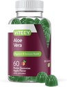 Viteey Aloe Vera Gummi für Erwachsene - 50mg - Aids in Verdauung und Immune Gesundheit - Aloe Vera Supplement - Vegan, Gelatin frei, Glutenfrei, GMO kostenlos, Tasty Chewable Raspberry Flavored Gummy