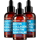 PrimeMD 4-in-1 flüssiges Biotin Collagen Keratin Saw Palmetto Tropfen (3 Packung) Bundle - 25000mcg Haarnägel und Haut Vitamine für Frauen & Männer - 2 Fl Oz Jeder, Wassermelonen Geschmack, Glutenfrei, Non-GMO
