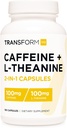 TransformHQ Koffein & L-Theanin (100mg) 180 Caps - Glutenfrei, Non-GMO