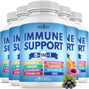 8 in 1 Immununterstützung Booster Supplement mit Echinacea, Vitamin C und Zink 50mg, Vitamin D 5000 IU, Kurkumin & Ginger, B6, Elderberry (8 in 1 Kapseln (Pack mit 5))