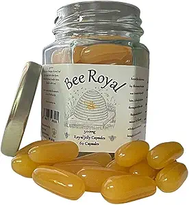 Bee Royal - 500mg Frische Royal Jelly Capsules - 60 Kapseln von 100% frischen Queen's Jelly nicht gefrieren getrockneten Extrakt - Unterstützt Immunsystem, Fruchtbarkeit, Energiemanagement, Reduziert Müdigkeit & Fatigue