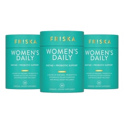 FRISKA Women’s Daily Digestive Enzyme and Probiotics Supplement, Advanced Natural Support for Female Digestive Health, Fights Bloating, Eases Digestion, Unterstützt Nährstoffabsorption, 90 Kapseln