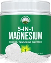 5-in-1 Magnesium-Pulver-Getränk für Frauen und Männer. Magnesium Glycinat + Citrat + Malat + Chelate + Taurate. Große Verkostung Vegan Ergänzung für Muskelentspannung, Schlaf, Krämpfe. Orange Flavor