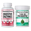 Physician's CHOICE - Beat Bloat + Support Weight Management Bundle: Verdauungsenzyme + Thin-30 Probiotic