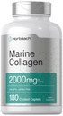 Horbäach Marine Collagen Peptides 2000mg | 180 Caplet Kapseln | Typ 1 mit Calcium | Non-GMO, Glutenfreie Ergänzung