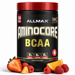 ALLMAX Nutrition AMINOCORE BCAA Powder, 8.18 Gramm Aminosäuren, Intra und Post Workout Recovery Drink, Glutenfrei, Obst-Punch, 315 g