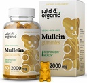 Wild & Organic Mullein Gummis für Lungs 2000mg - Lung Detox und Cleanse - Vegan Mullein Leaf Gummis für Immununterstützung - 60 Non-GMO Kräuterextrakt Kauen