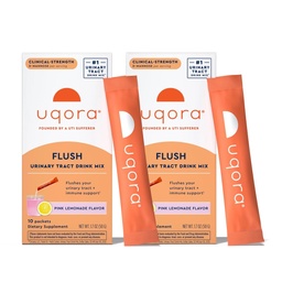 Uqora Flush - Urinary Tract* mit D-Mannose, Vitamin C, Vitamin B6, Kalium, Magnesium & Calcium - Glutenfrei & Vegan - Pink Lemonade Flavor - 20 Packungen (2 Packung)