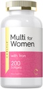 Carlyle Multivitamin für Frauen mit Eisen | 200 Softgels | Essential Vitamins, Mineralien und Omegas | Nutritional Support Supplement | Non-GMO & Gluten Kostenlos
