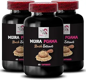 Energiequelle - Muira PUAMA BARK Extrakt - Balanced Boost Blend, Adventure Ready, Natural Energy, Herbal Power, Performance Surge, Energizing Source, Daily Lift 3 Flaschen 180 Kapseln