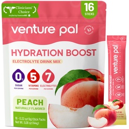 Venture Pal Sugar Free Electrolyte Powder Packets - Liquid Daily IV Hydration Packets | Elektrolyte Getränk Mix mit 5 Vitaminen & 7 Elektrolyten | Keto Friendly | Non-GMO | Certified Vegan | 16 Sticks