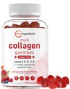Micro Ingredients Multi Collagen Peptide, 120 Collagen Gummies | Typ I,II,III,V,X Protein mit Biotin, Hyaluronsäure, & Vitamin C Complex | Granatapfel & Berry Flavored | Sugar Free, Non-GMO