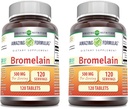 Erstaunliche Formeln Bromelain 500 Mg Tabletten Supplement | Non-GMO | Gluten Free | Made in USA (120 Count | 2 Pack)