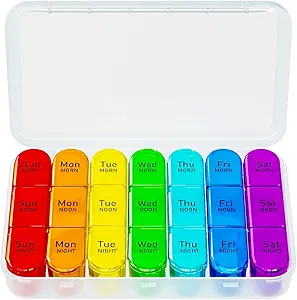 Wöchentliche Pille Organizer 3 Mal am Tag,Travel Pille Box 7 Tage, Täglich tragbare kleine Pille Fall,Moisture-Proof Medizin Organizer Box für Vitamine, Fischöle, Ergänzungen und Medikamente Supplement (Weiß)