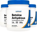 Nutricost Betaine Anhydrous Trimethylglycin (TMG) Pulver 500G (3 Flaschen)