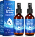 2Pack reines Magnesium-Öl-Spray, 100% natürliches Magnesium-Spray - Organisches Magnesium-Körper-Spray - Themaales Magnesium-Spray in Glasflasche, Magnesium-Öl für Füße, verbessert Muskel-Recovery - 4 Fl.Oz