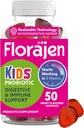 Florajen Kids Probiotic Gummies - Triple-Action Prebiotic, Probiotic, & Postbiotic Supplement für Verdauungs-Gesundheit, Immununterstützung, & Bloating Relief - bio, Vegan, & Glutenfrei - 50-Count