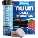 Nuun Energy Electrolyte Tabletten mit Ginseng, Koffein aus Grüner Tee-Extrakt, Vitamin B12, B6, B5, Magnesium & 4 Andere Elektrolyte, Glutenfrei & Vegan, Berry Blast, 8 Pack (80 Portionen insgesamt)