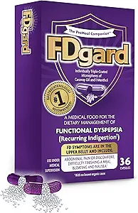 FDgard® for Functional Dyspepsia (Recurring Indigestion) Symptome, einschließlich, Bauchstörung, Schwierigkeiten beenden ein Meal, Bloating, Übelkeit, 36 Kapseln