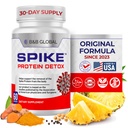 Spike Protein Detox - Spike Support Supplement für Protein Balance - Unflavored 3-in-1 Blend mit Nattokinase 4000Fu, Bromelain 500mg, Curcumin 1000mg - Made in USA - 60 Kapseln, 30 Tage Versorgung